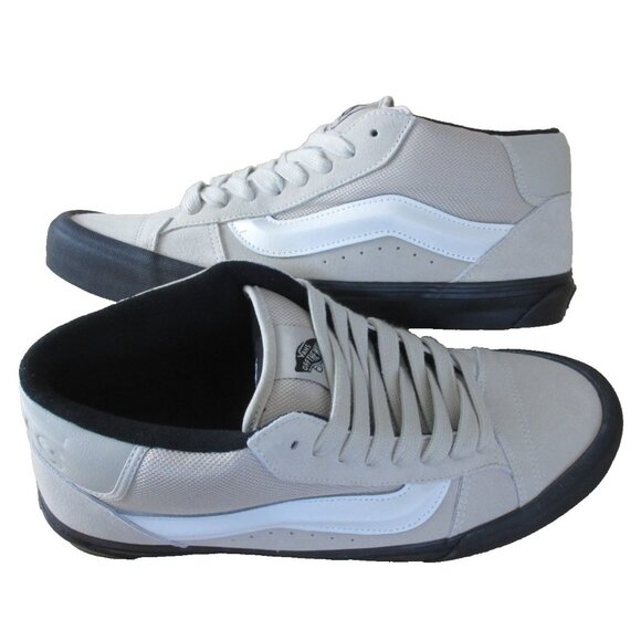 Vans Men's Knu Skool Peyote Beige White Mid Suede Nylon Skate Shoes size 12 NIB - Picture 1 of 5